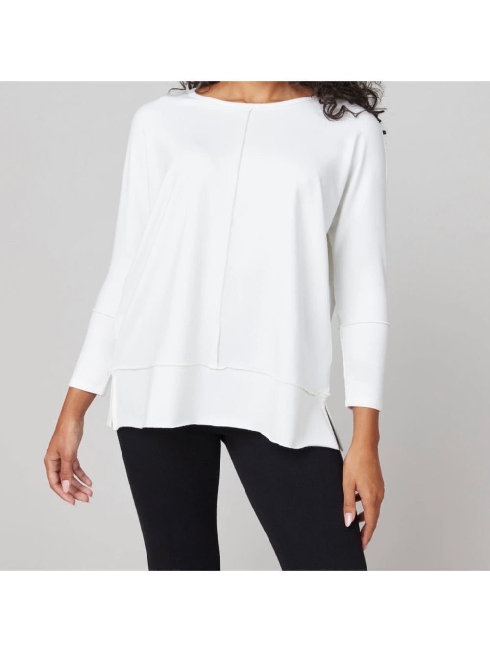 Spanx Dolman 3/4 Sleeve Boatneck Top - White - Size M